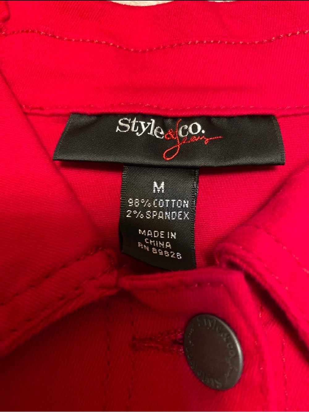 Style & Co Bright Red Button-Front Jacket - Picture 3 of 5
